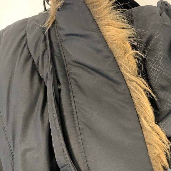 Long Quilted Down Filled Coat with Faux Fur lined hood - Picture 6 of 7